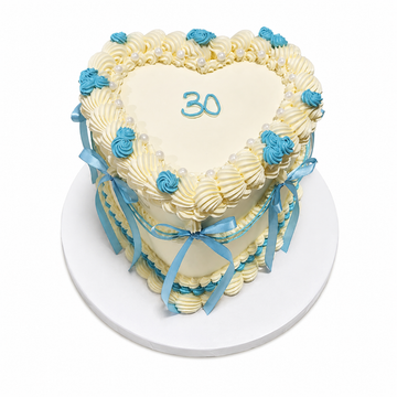 Blue Rose Heart Cake - #BR0702