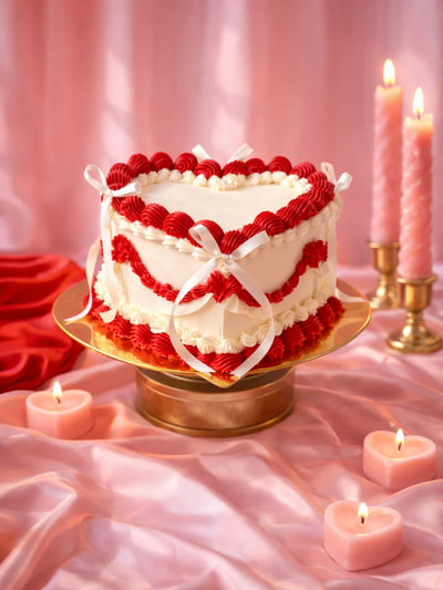 Cupid's Heart Ribbon Cake