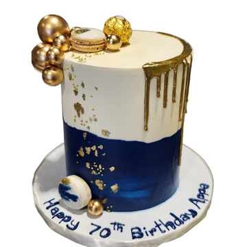 Sapphire & Gold Sphere Drip Cake- #PT50