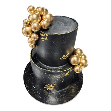 All Black & Gold Leaf 2 Tier- #PT100