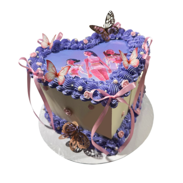 K-pop Lavender Heart Edible Image Cake- #PT66